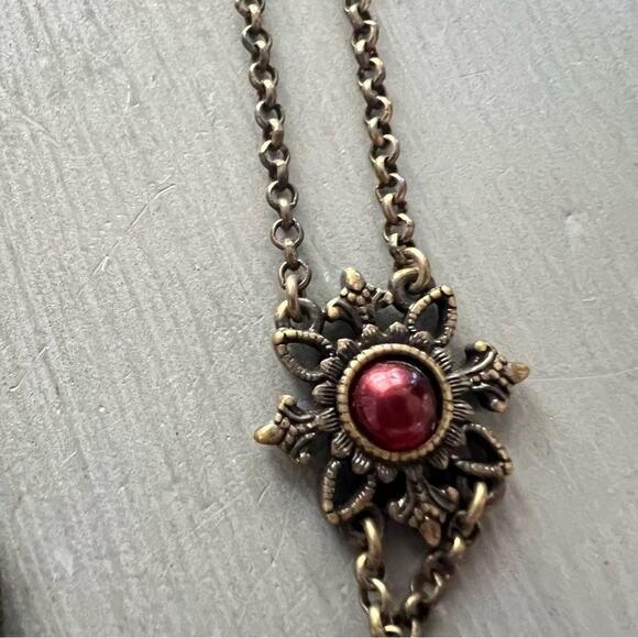 Antique Gold Tone Double Strand Necklace - Picture 10 of 13